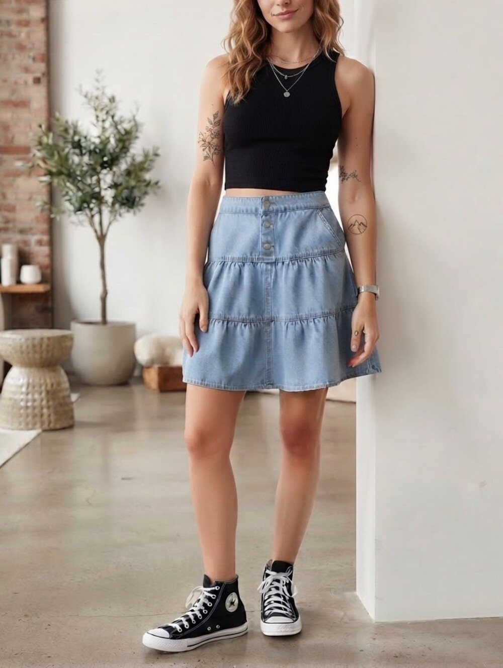 ​One Star Denim Skirt – Youth Size 10 (Fits Like Adult Small)